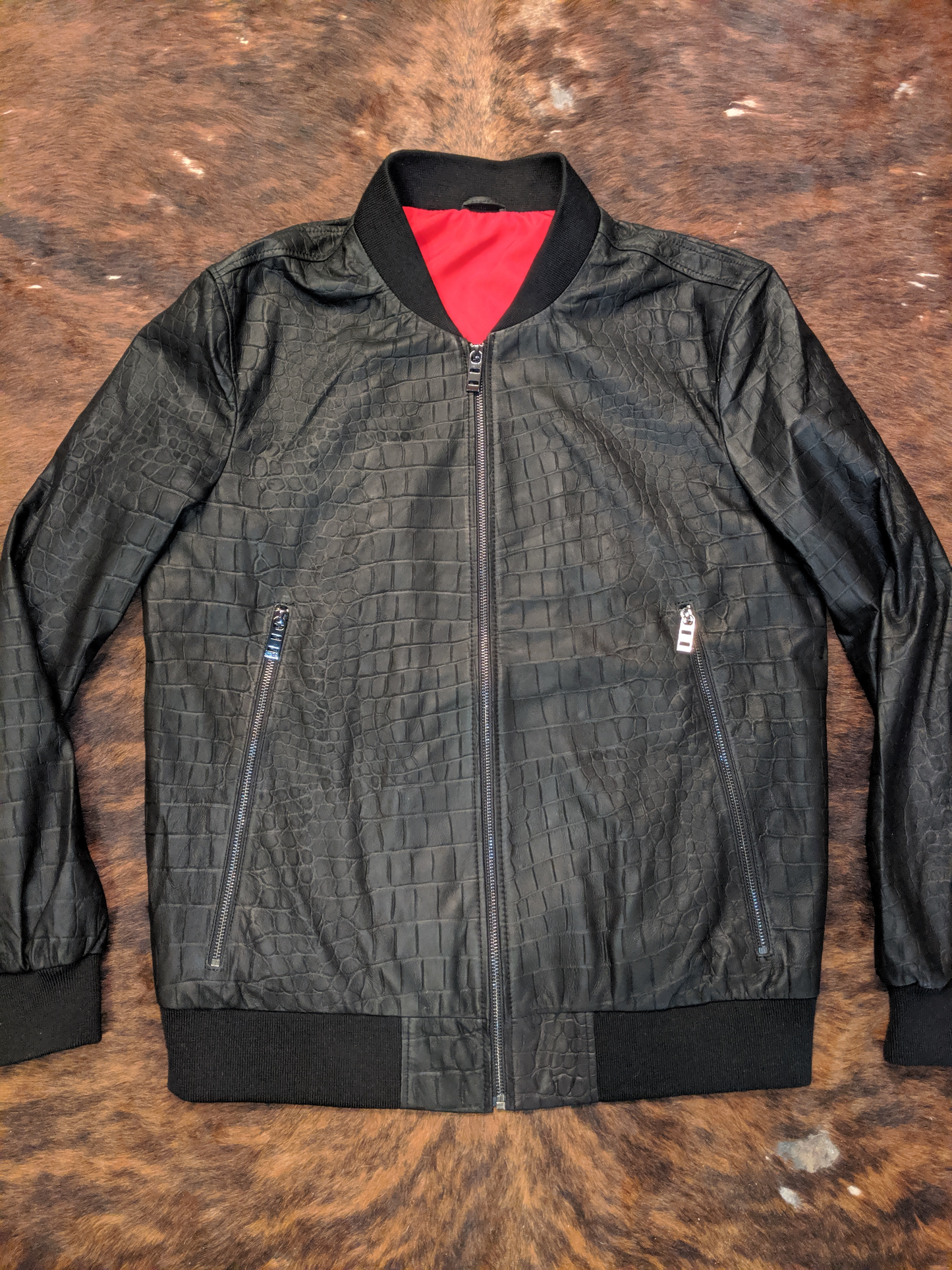 EMBOSSED CROCODILE LAMBSKIN JACKET