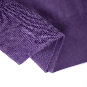 MERINO WOOL HALF ZIP SWEATER - AUBERGINE