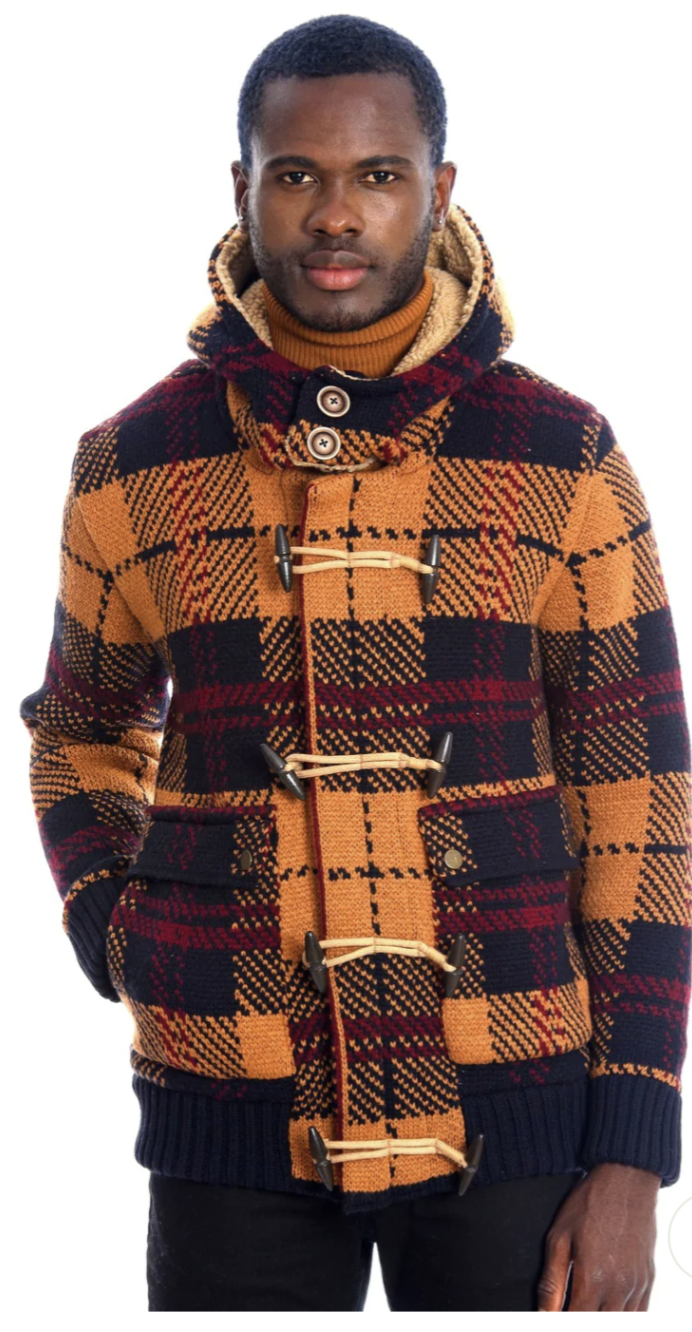 HOODED JACKET - NAVY/CINNAMON