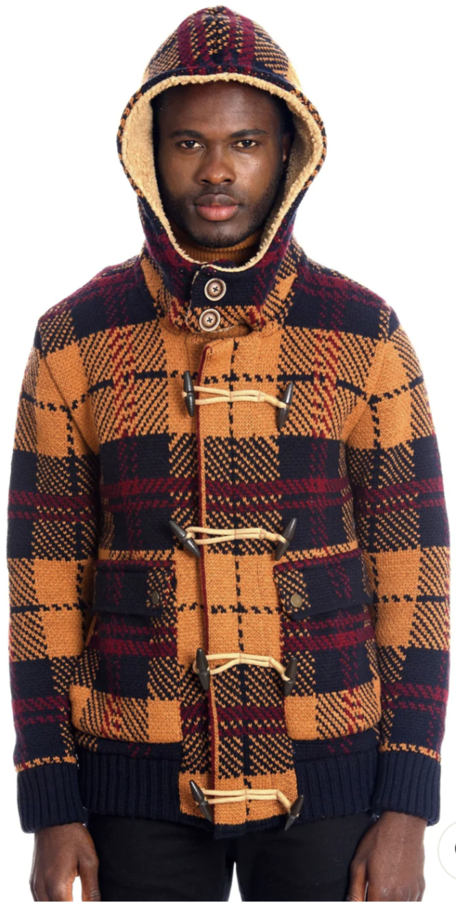 HOODED JACKET - NAVY/CINNAMON