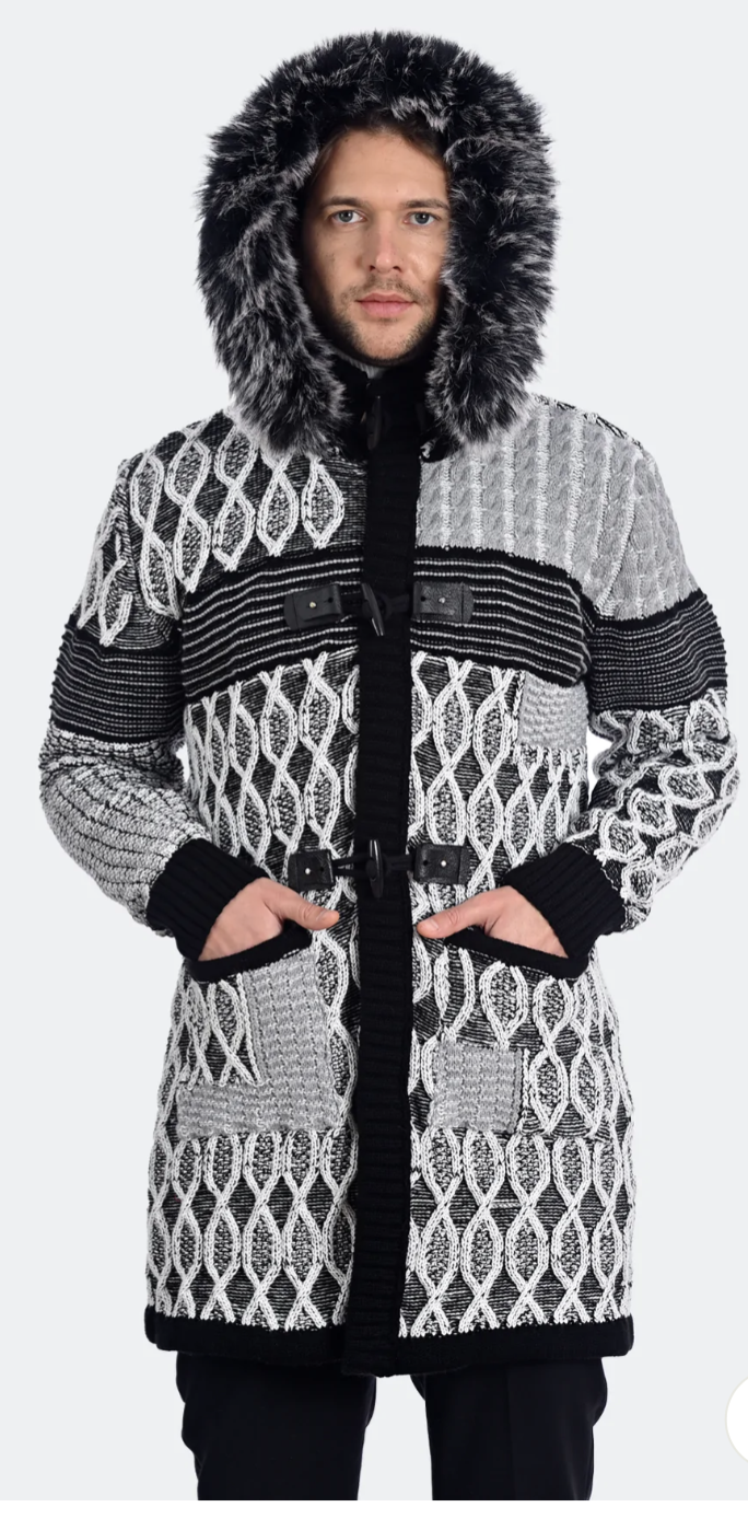 LONG HOODED SWEATER COAT