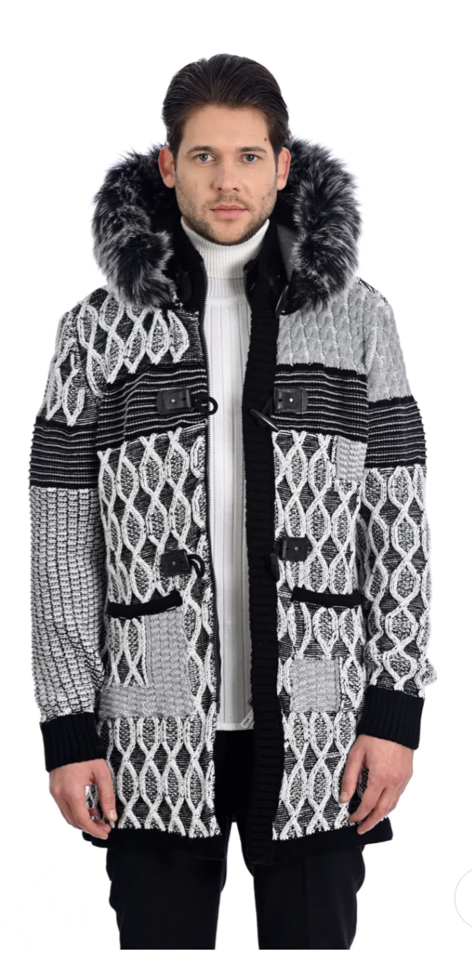 LONG HOODED SWEATER COAT