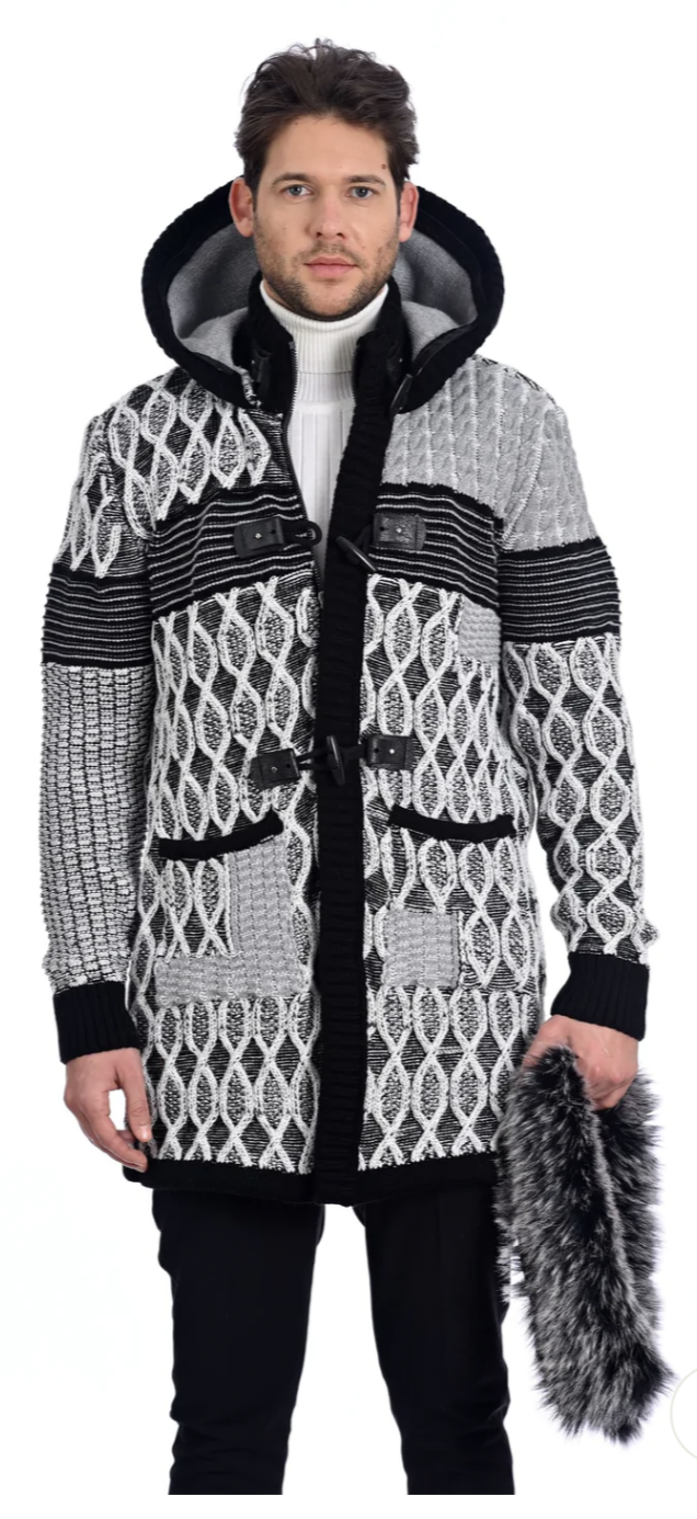 LONG HOODED SWEATER COAT