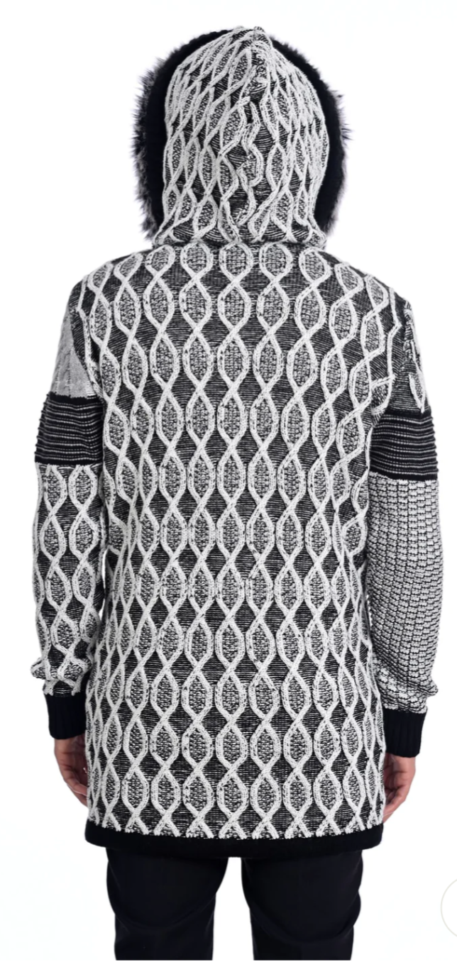 LONG HOODED SWEATER COAT