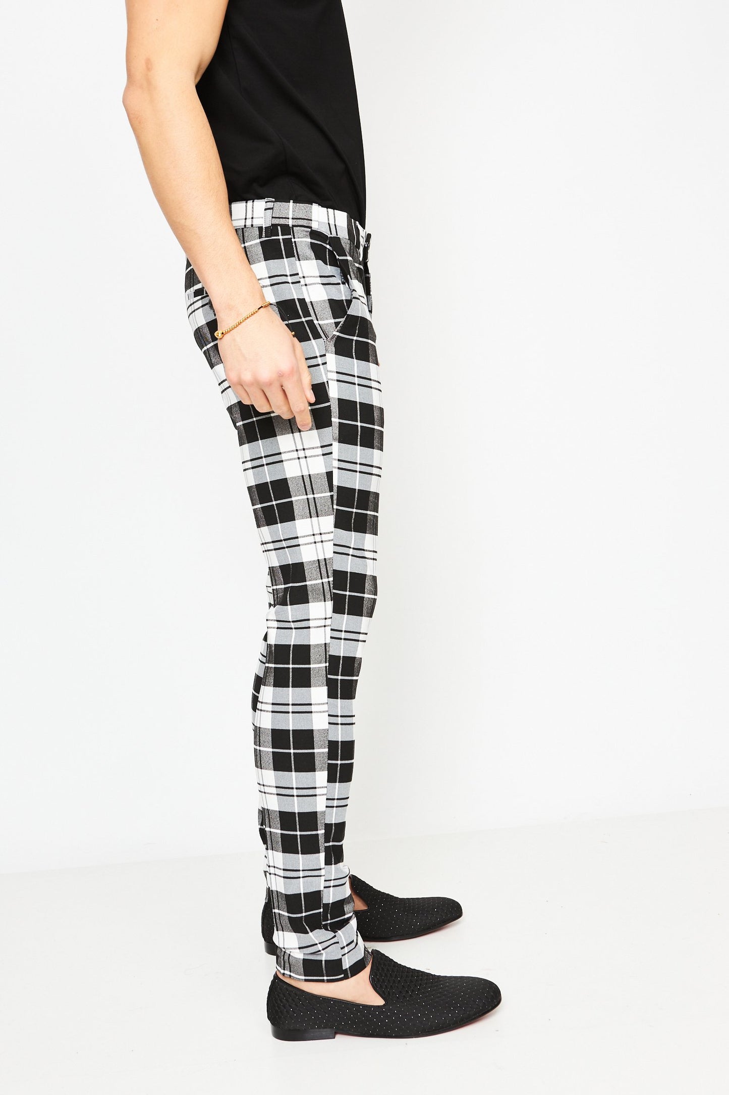 PLAID TROUSERS - BLACK & WHITE