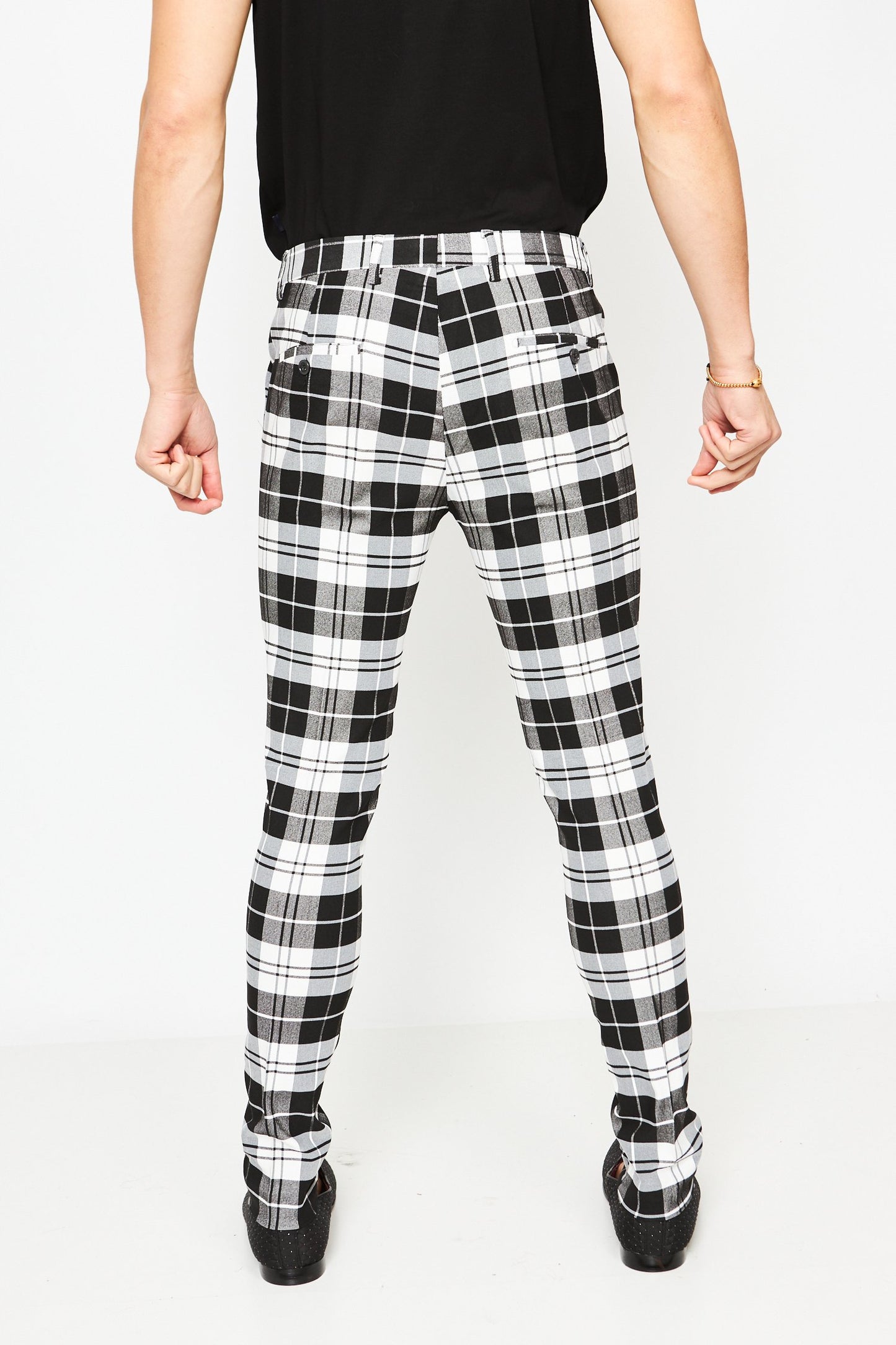 PLAID TROUSERS - BLACK & WHITE