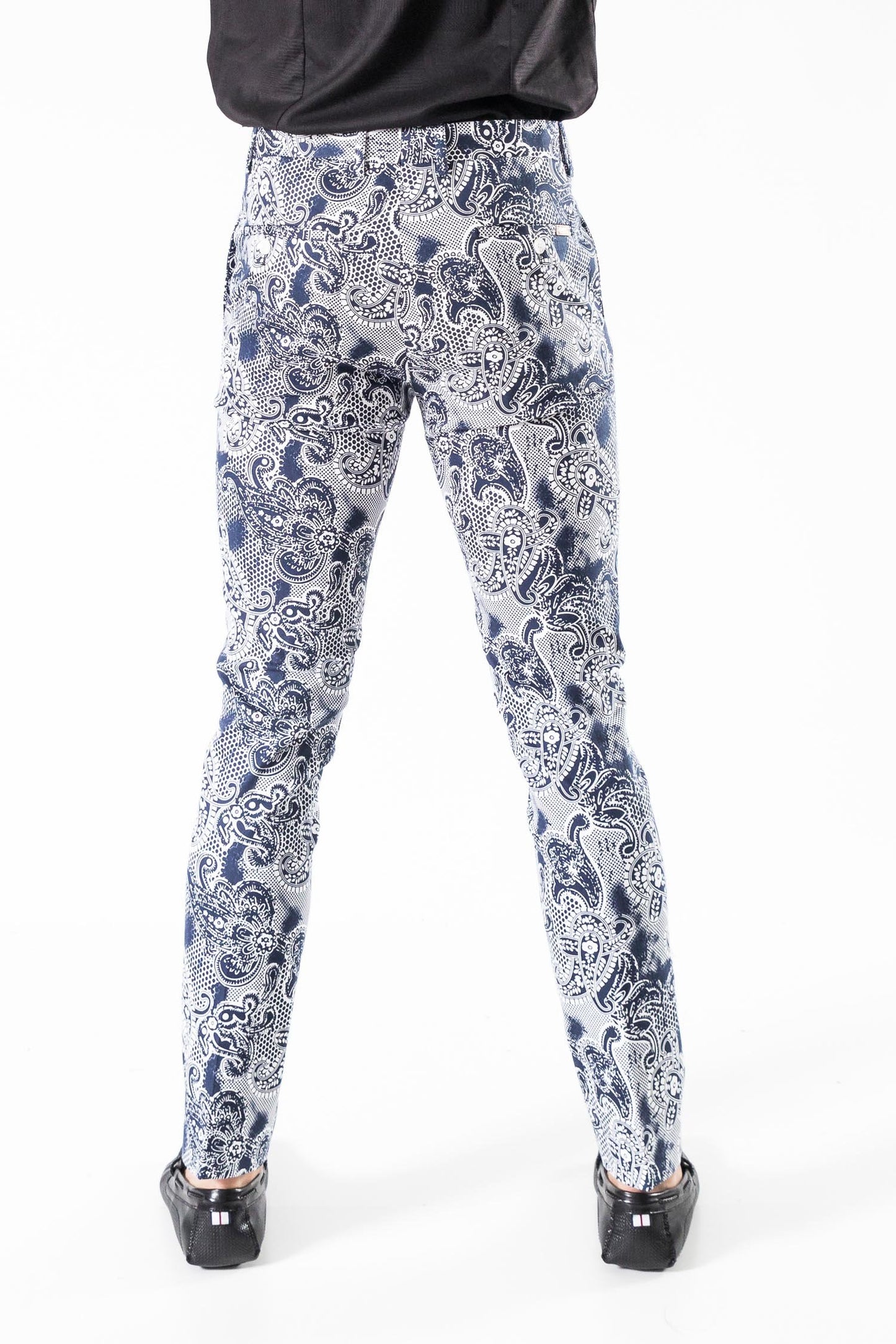 PLAID TROUSERS - NAVY PAISLEY PRINT