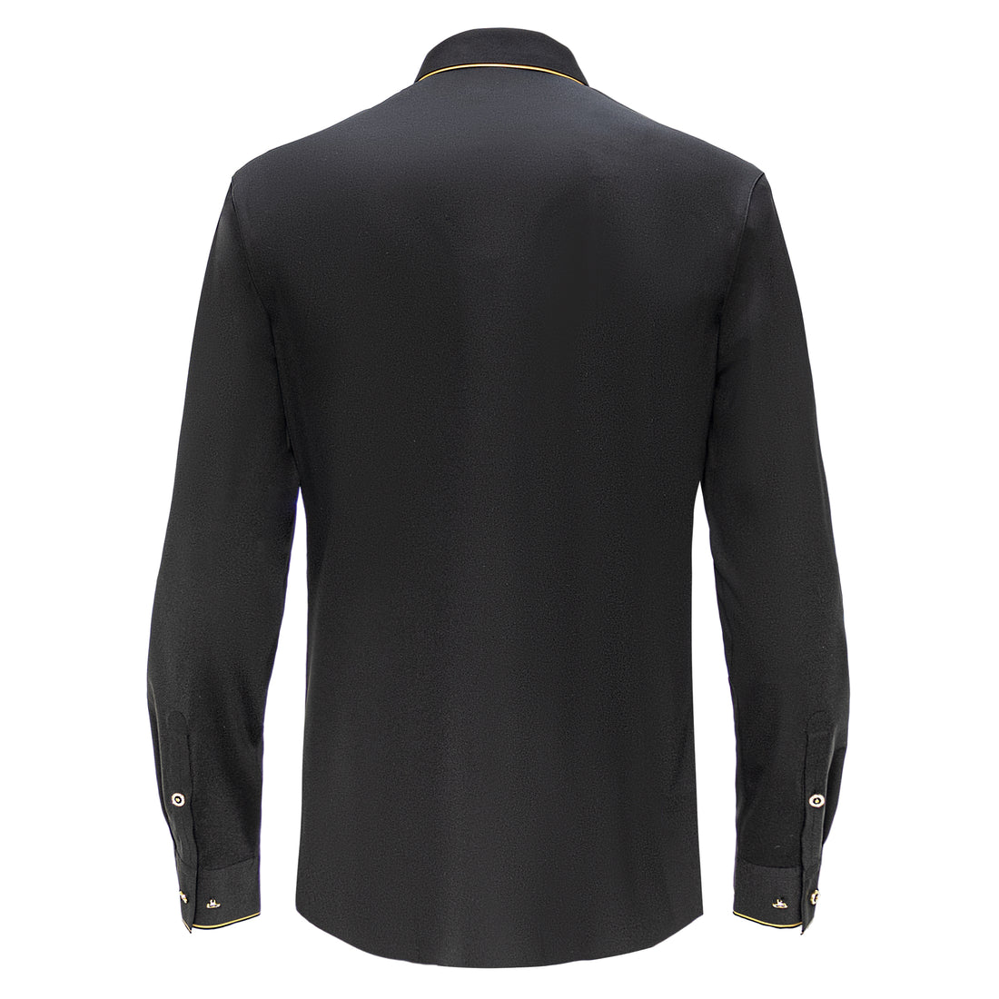 NOIR BLACK WITH GOLD TRIM & CRYSTAL BUTTONS LONG SLEEVE SHIRT