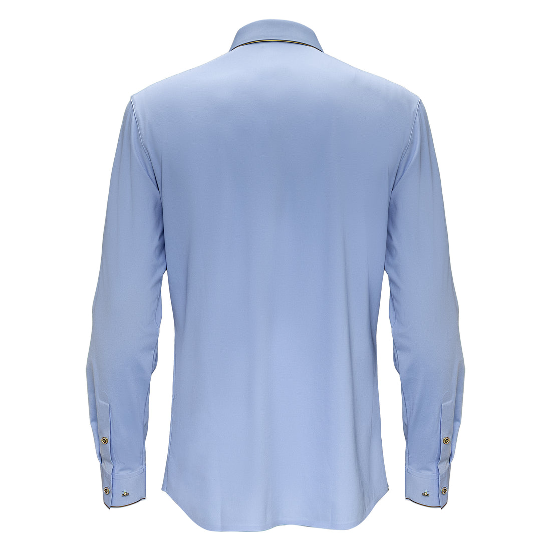 LIGHT BLUE WITH GOLD TRIM & CRYSTAL BUTTONS LONG SLEEVE SHIRT (Copy) (Copy)
