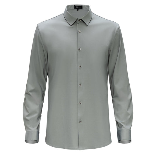 GREY WITH SILVER TRIM & CRYSTAL BUTTONS LONG SLEEVE SHIRT (Copy) (Copy) (Copy)