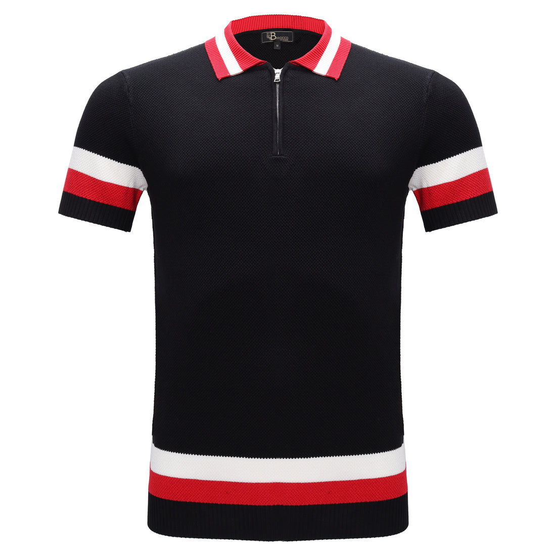 LUXURY KNIT COLLAR POLO SHIRT - BLACK