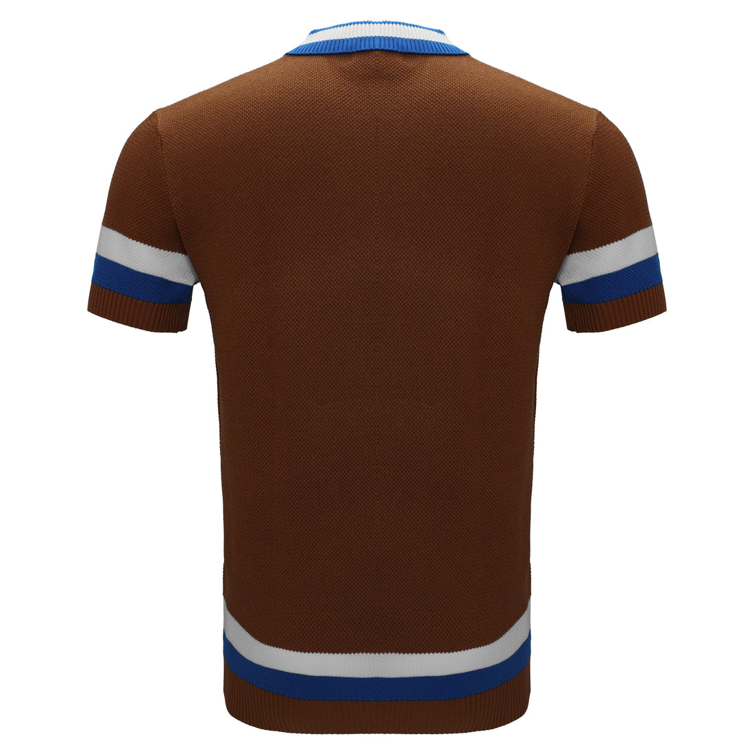LUXURY KNIT COLLAR POLO SHIRT - BROWN