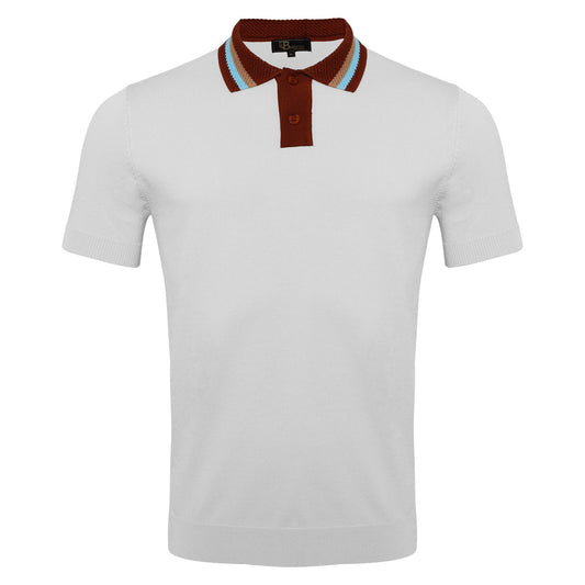 LUXURY KNIT COLLAR POLO SHIRT - WHITE