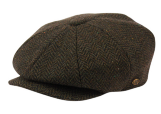 TWEED HERRINGBONE WOOL BLEND CAP - OLIVE GREEN