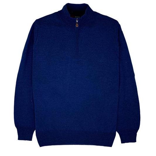 MERINO WOOL HALF ZIP SWEATER - BLUE INSIGNIA