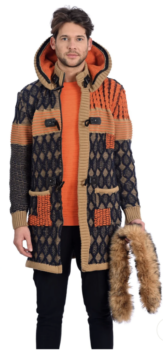 LONG HOODED SWEATER COAT