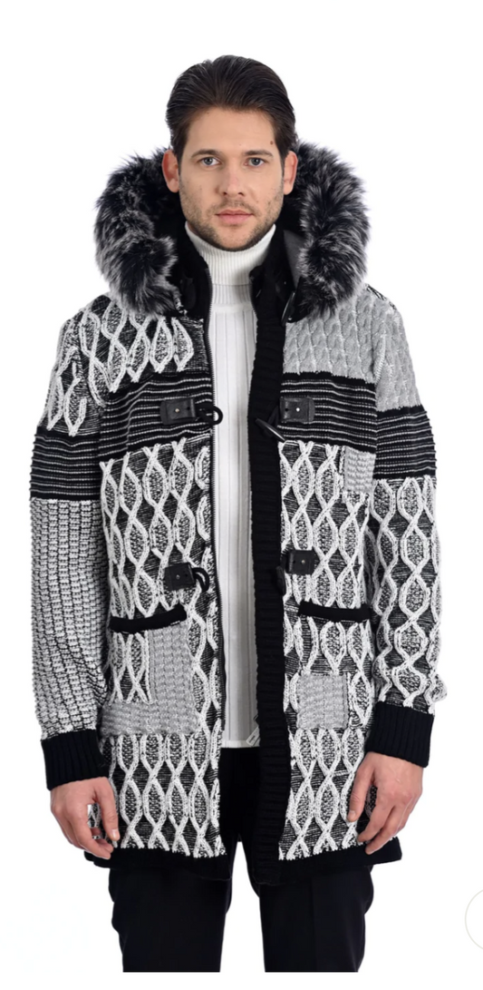 LONG HOODED SWEATER COAT