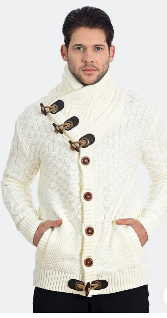EURO COLLAR CARDIGAN - WINTER WHITE
