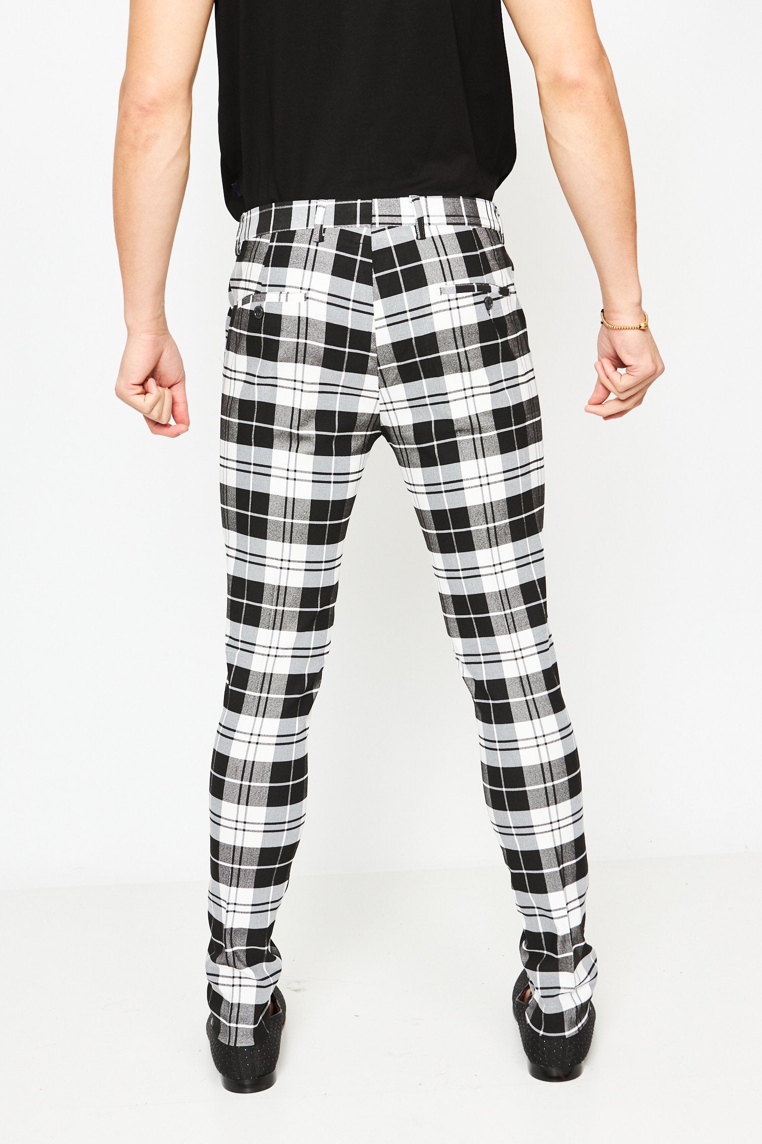 Twill trousers  BlackWhite checked  Ladies  HM IN