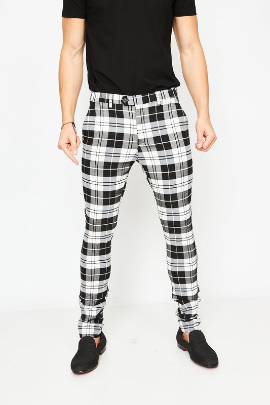 PLAID TROUSERS - BLACK & WHITE