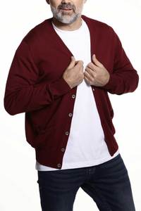 MERINO WOOL V CARDIGAN - CABERNET